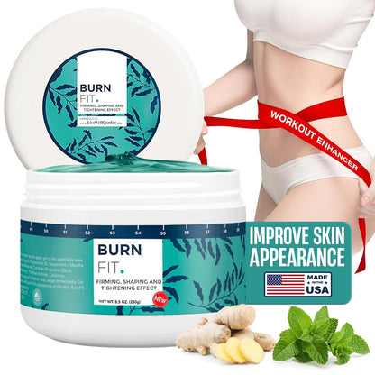 Body Gel – Anti Cellulite Cream by Burn Fit for Belly & Body, Belly Firming and Tightening Cream, Non-Sticky Cold & Hot Cream for Cellulite, Skin Firming Body Lotion for Smoother Skin - 8.5 Oz.